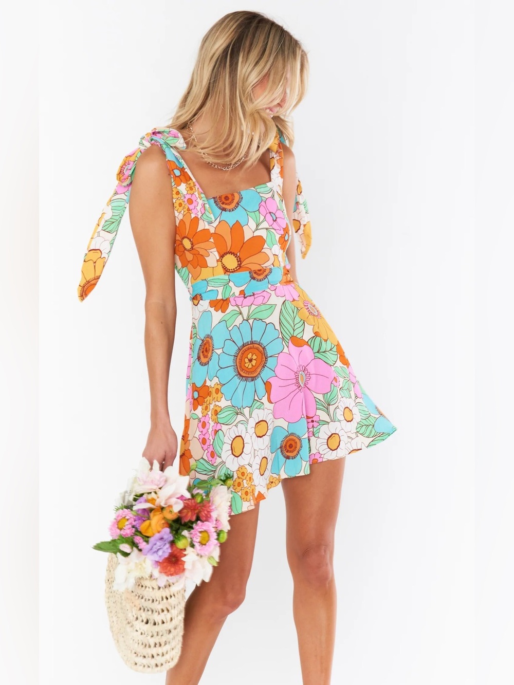 Show Me Your Mumu Claire Mini Dress in Flower Market, Size Small